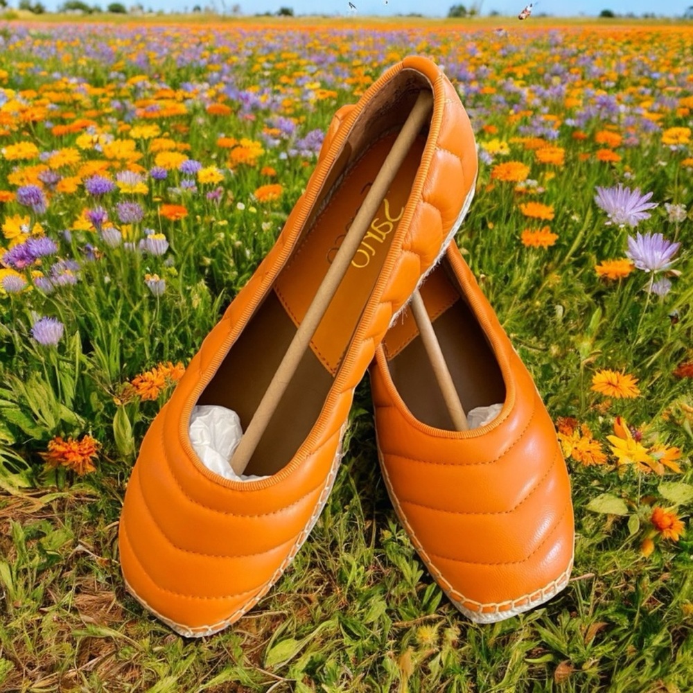 FRANCO SARTO KIYA ESPADRILLE LOAFER SZ 6.5M IN ORANGE LEATHER - Picture 2 of 9